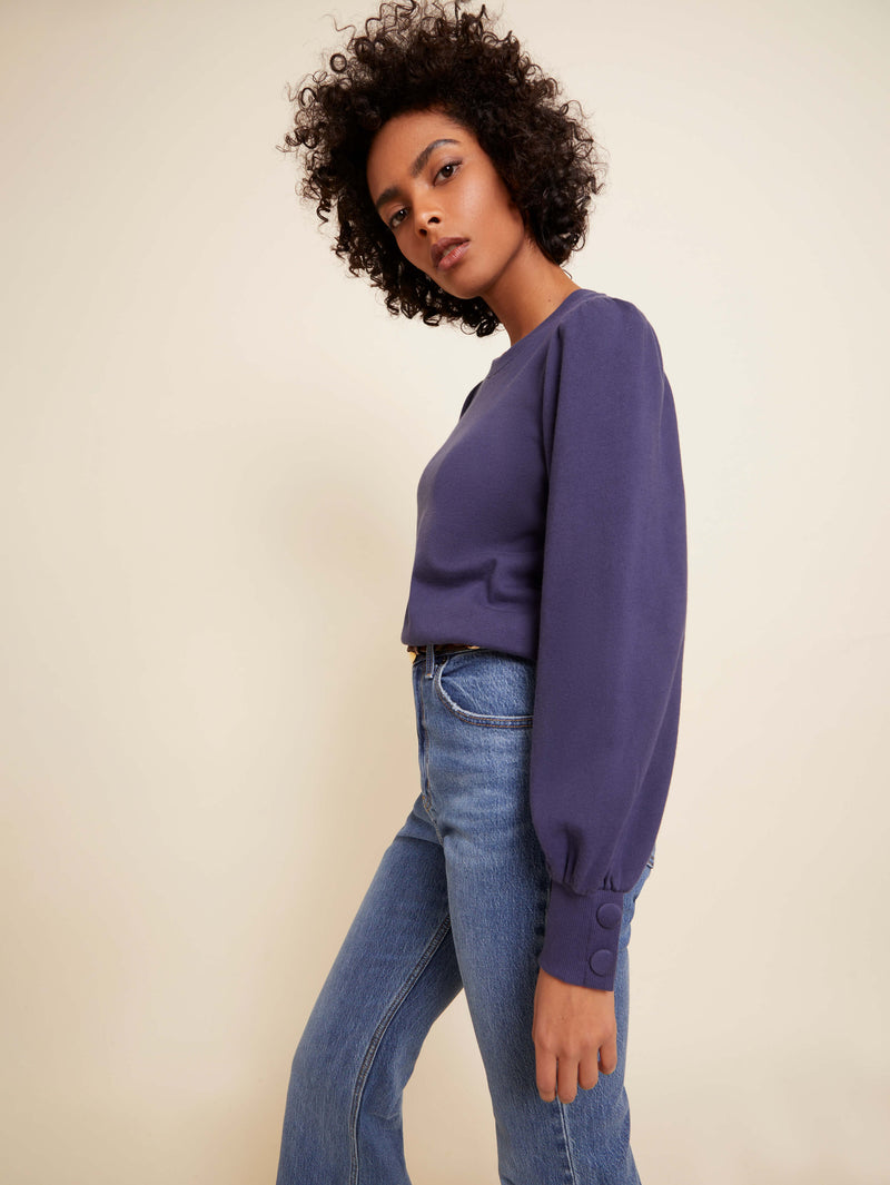 Sunny Sweatshirt With Covered Buttons - It's Navy | NATION LTD