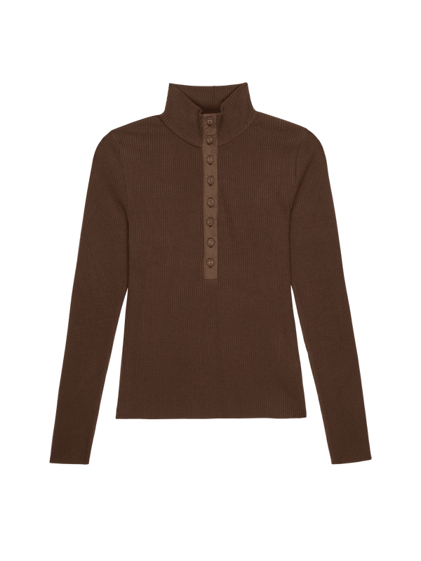 NATION LTD Chase Turtleneck With Poplin Covered Buttons