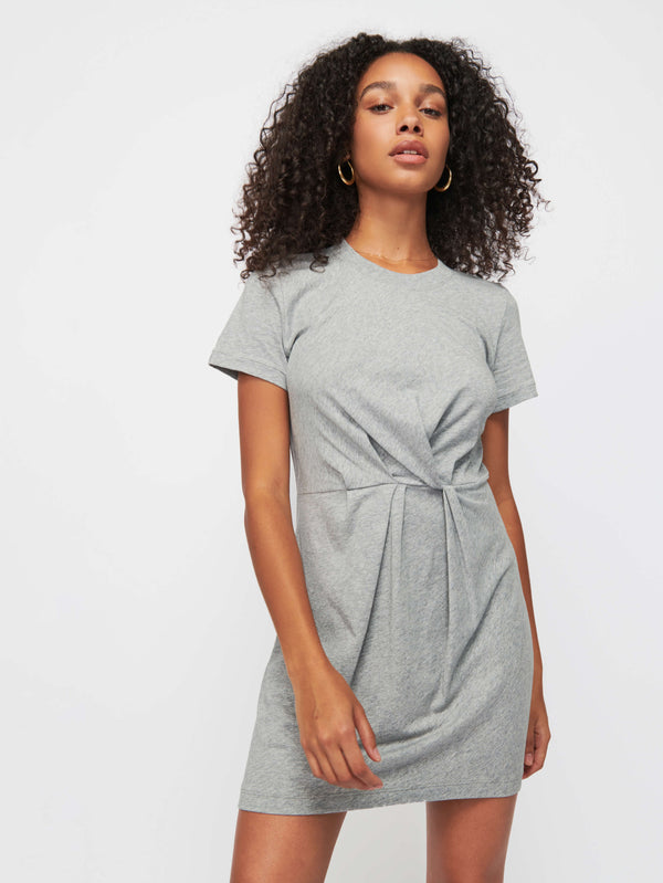 Fortuna Twisted T-Shirt Dress - Heather Grey | NATION LTD