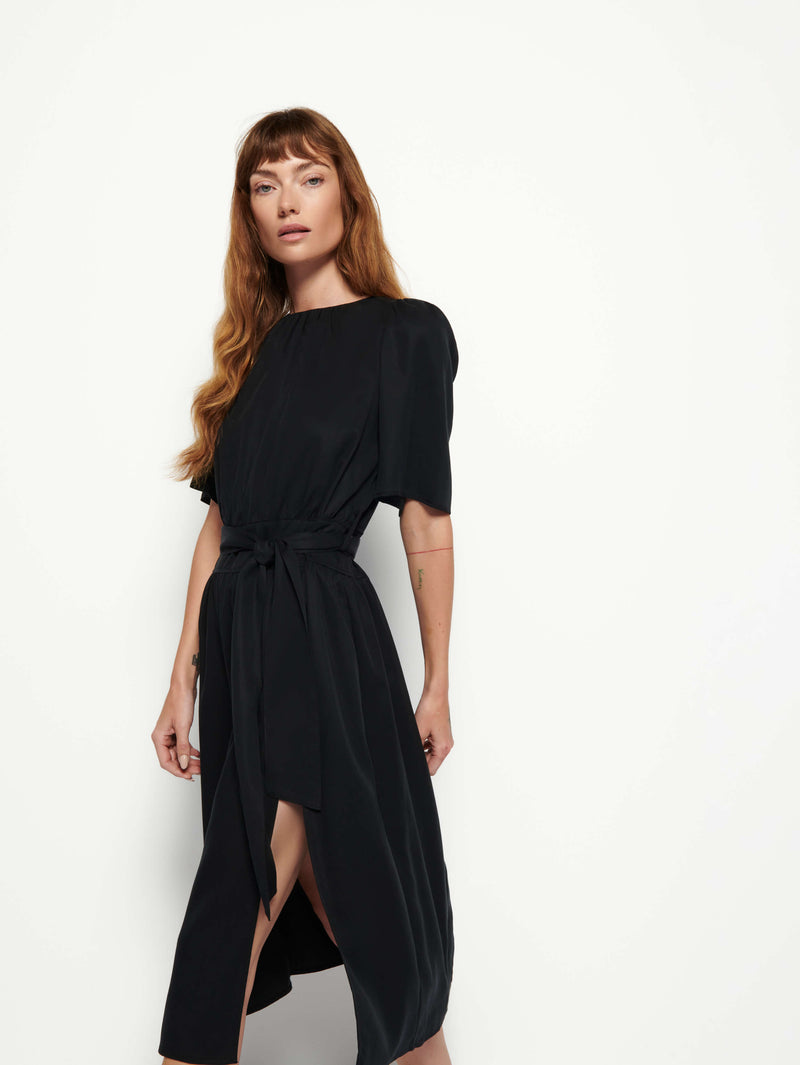 Kavya Bell Sleeve Dress - Black | NATION LTD