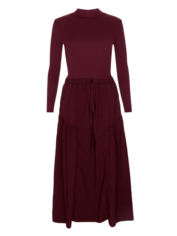 Wrenley Combo Midi Dress - Bloodstone | NATION LTD