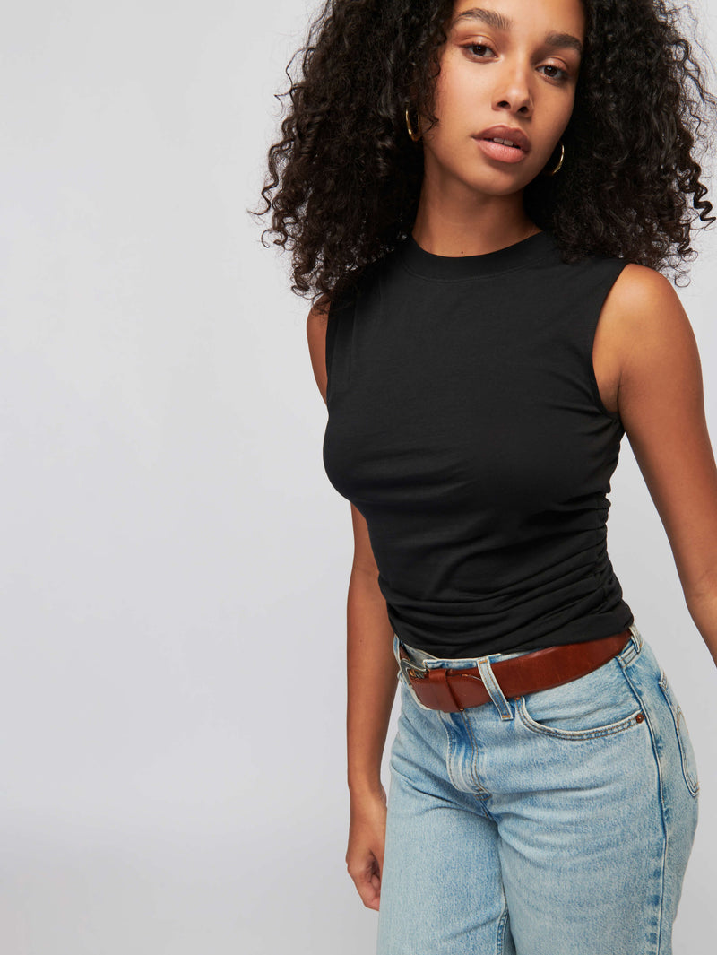 Paz Draped Muscle Tee - Black | NATION LTD