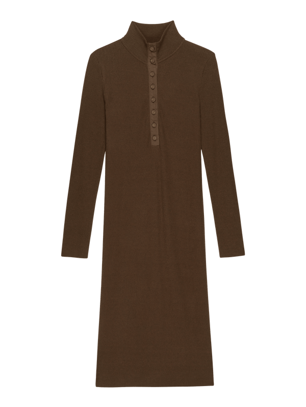 NATION LTD Phoebe Turtleneck Dress With Poplin Covered Buttons