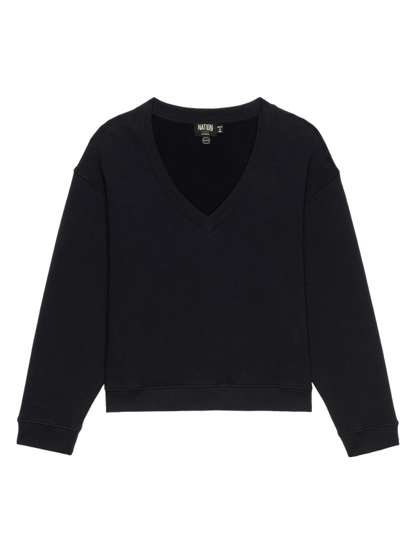 NATION LTD Wyatt Oversized V-Neck Sweatshirt