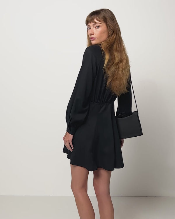 Tanya Button Up Mini Dress - Black | NATION LTD