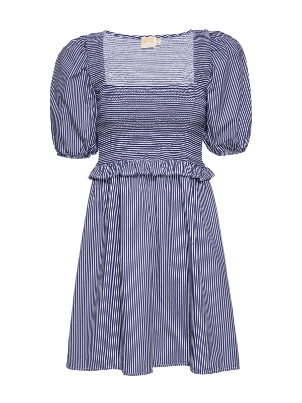 NATION LTD Betsy Striped Puff Sleeve Ruched Mini Dress 