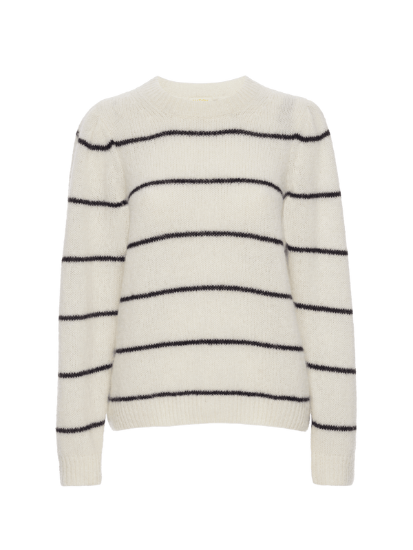 Busy Striped Puff Sleeve Sweater | NATION LTD
