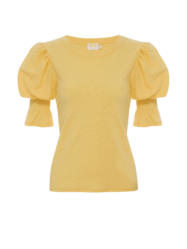 NATION LTD Cadence Smocked Puffed Flutter Sleeve Tee 