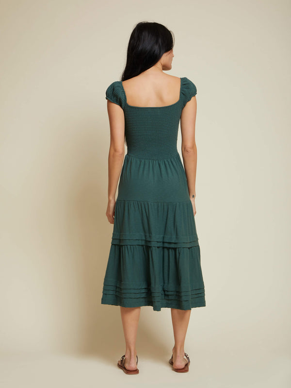 NATION LTD Faye Cap Sleeve Smocked Midi Dress