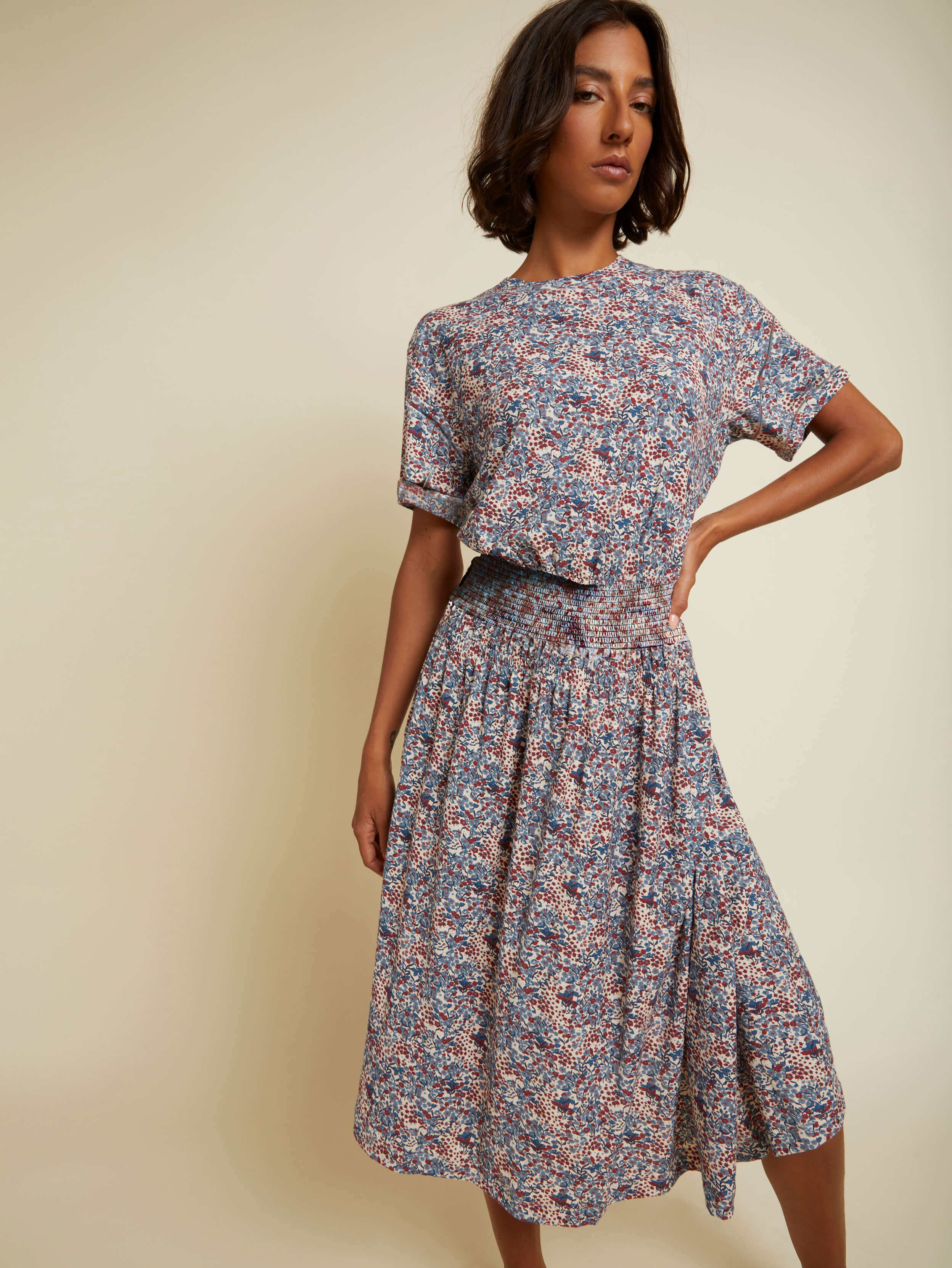 Martine Floral Peasant Dress - Cherry Blossom | NATION LTD