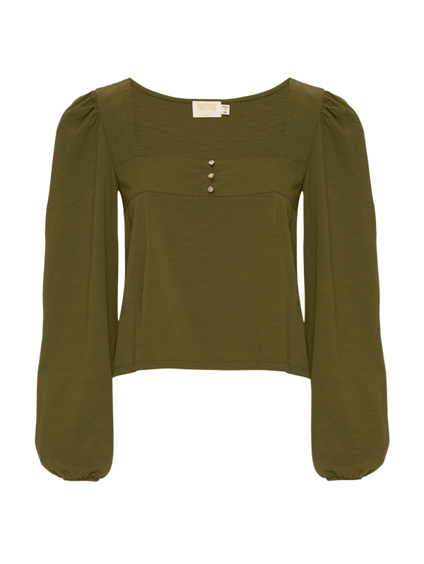 NATION LTD Pascale Square Neck Puff Sleeve Top