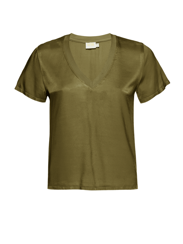 NATION LTD June Satin V Neck Top