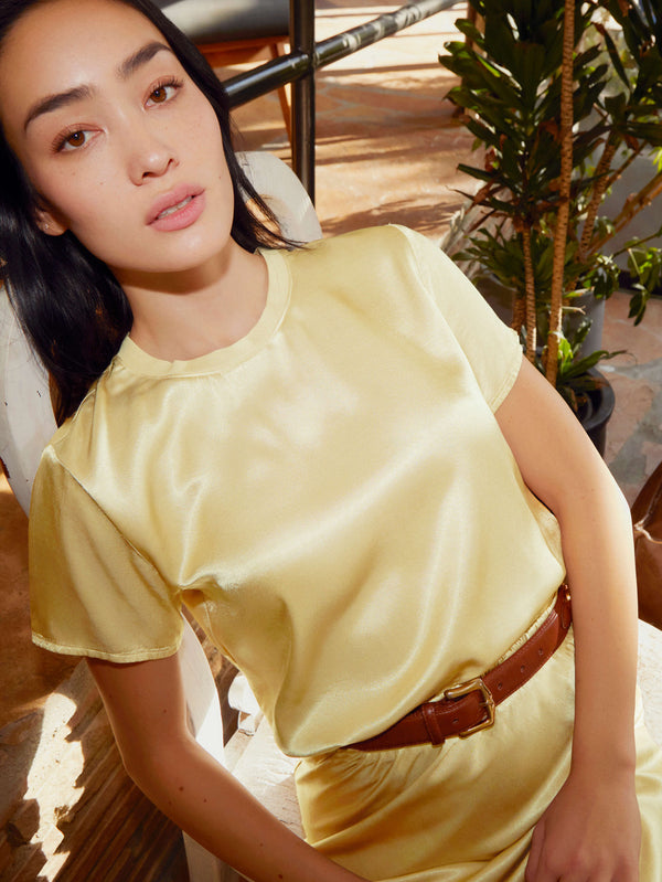 NATION LTD Marie Satin Boxy Crop Top